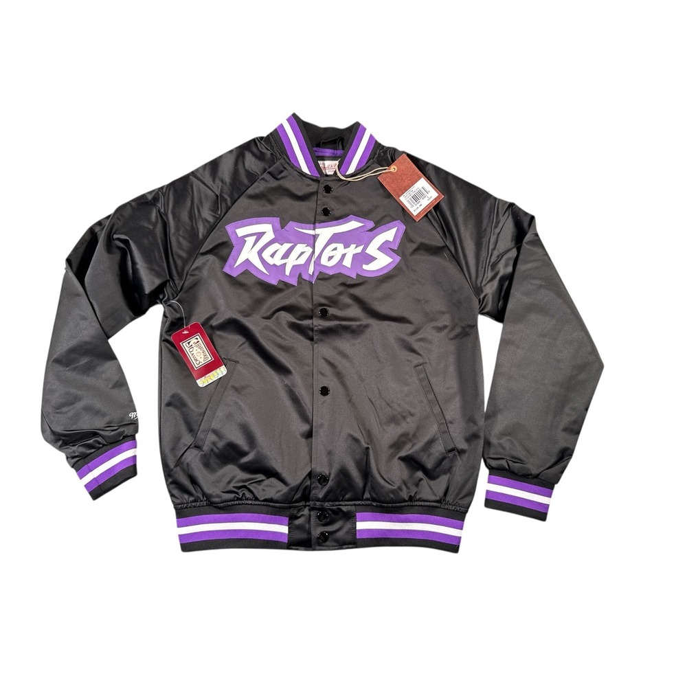 Mitchell & Ness NBA Toronto Raptors Satin Jacket Mens Small Black‎ Lightweight